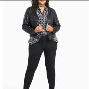 Torrid Women's Jacket Black Sequins Party Formal Event Size 1X  14